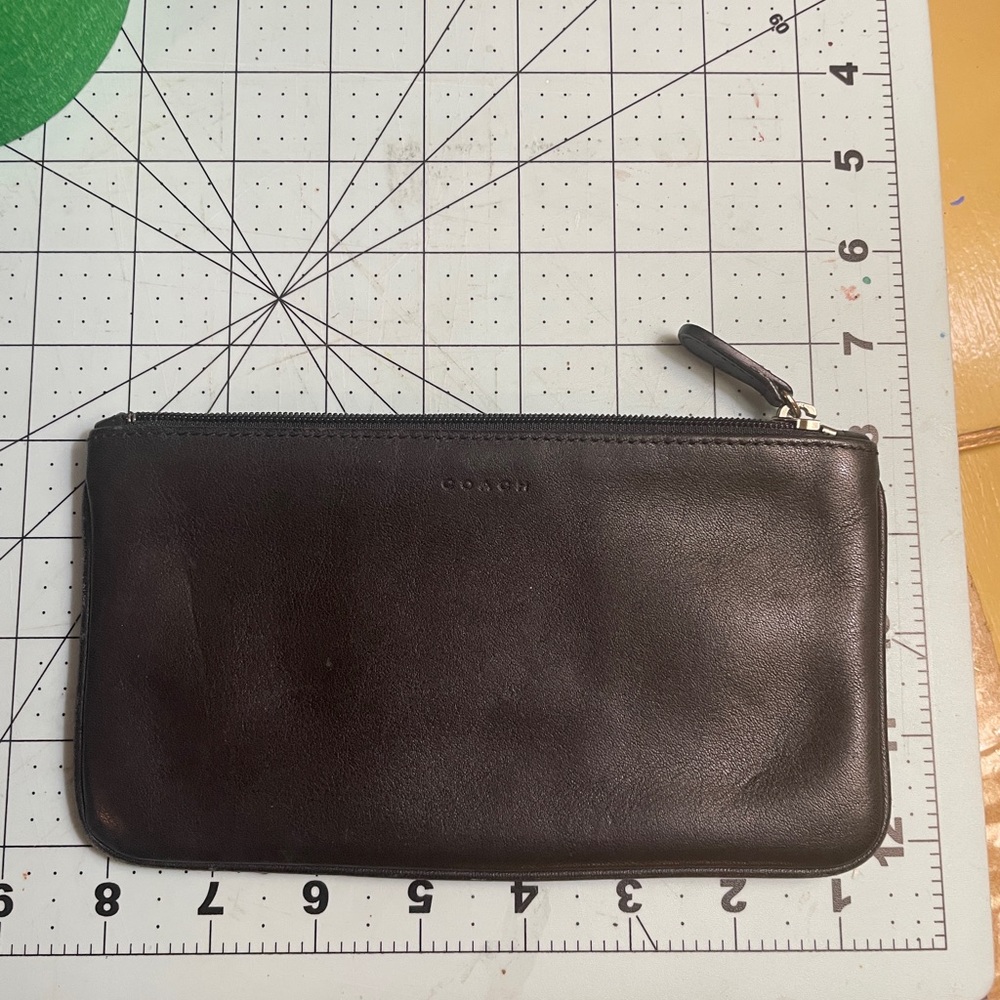 Vintage Coach black Leather embossed wristlet / wallet